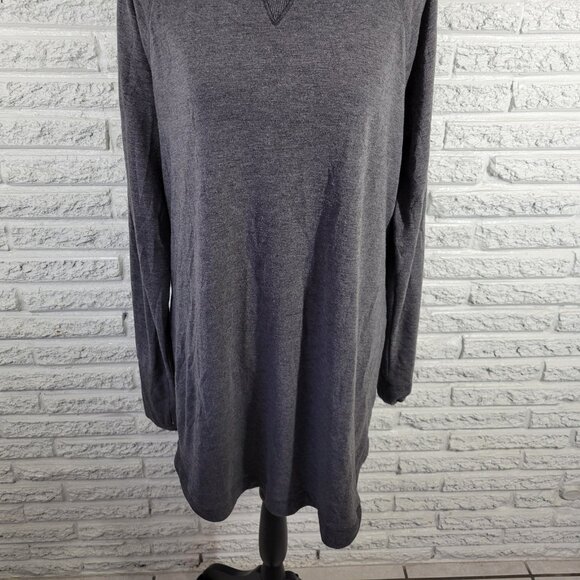 Tek Gear Womens XL Long Sleeve Gray Tee Stretch Jersey Crew Neck Casual GRA70E - Picture 3 of 6